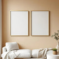 Minimalist White Editorial Room Mockup — Plain Square Frame Portrait 2:3 — Perspective View — #04462 | MockupBulk