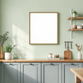 Modern Kitchen Interior Frame Mockup — Plain Square Frame Square 1:1 — Perspective View — #04886 | MockupBulk