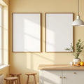 Modern Kitchen Editorial Room Mockup — Plain Square Frame Square 1:1 — Perspective View — #04887 | MockupBulk