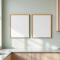 Modern Kitchen Interior Frame Mockup — Plain Square Frame Portrait 4:5 — Perspective View — #04888 | MockupBulk