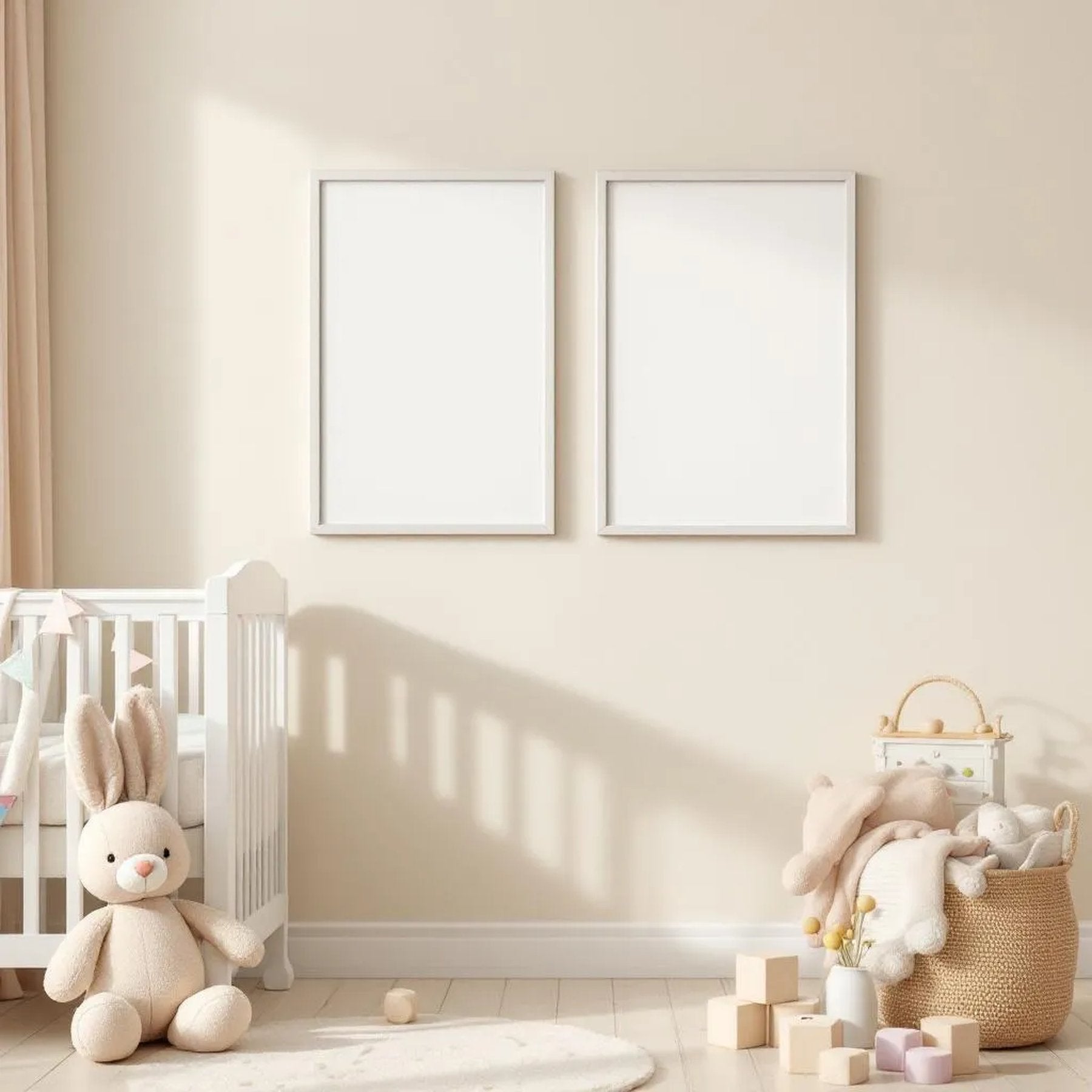 Nursery High-Res Frame Mockup — Plain Square Frame Portrait 4:5 — Perspective View — #04659 | MockupBulk