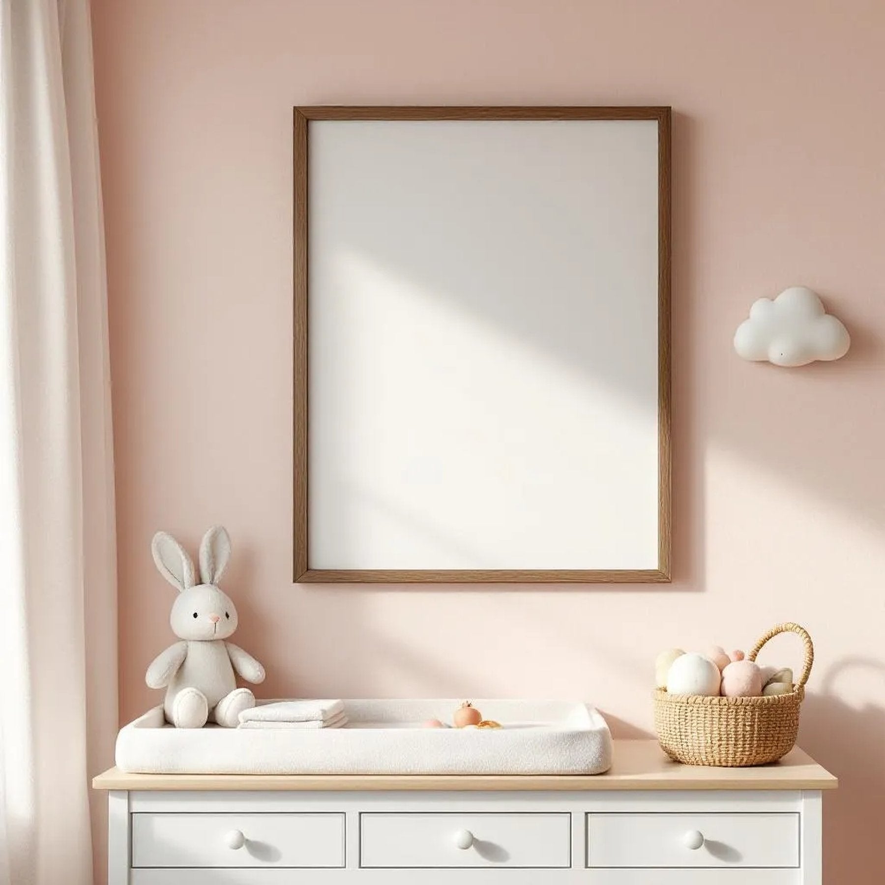 Nursery Lifestyle Frame Mockup — Plain Square Frame Square 1:1 — Perspective View — #04661 | MockupBulk