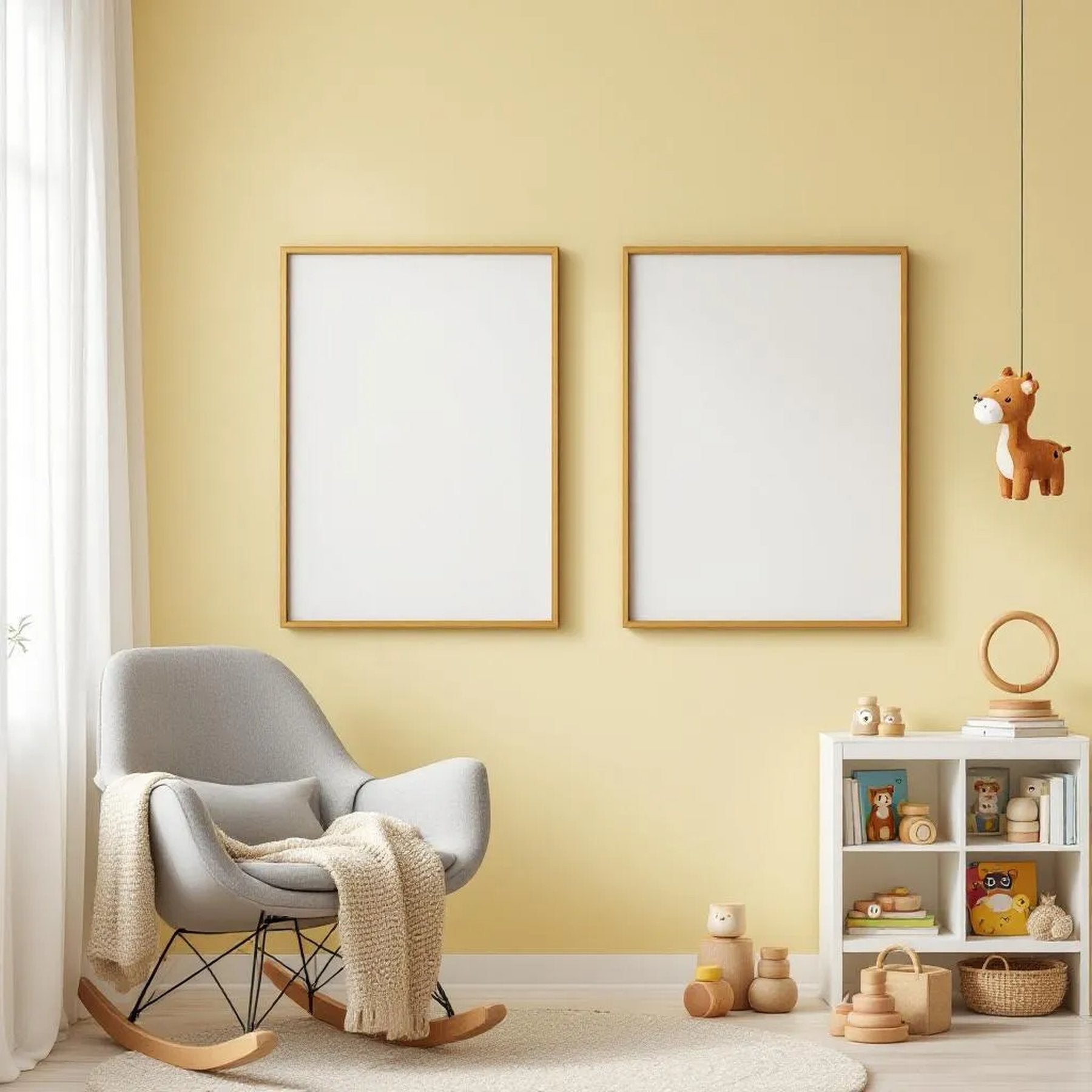 Nursery High-Res Frame Mockup — Plain Square Frame Portrait 2:3 — Perspective View — #04662 | MockupBulk