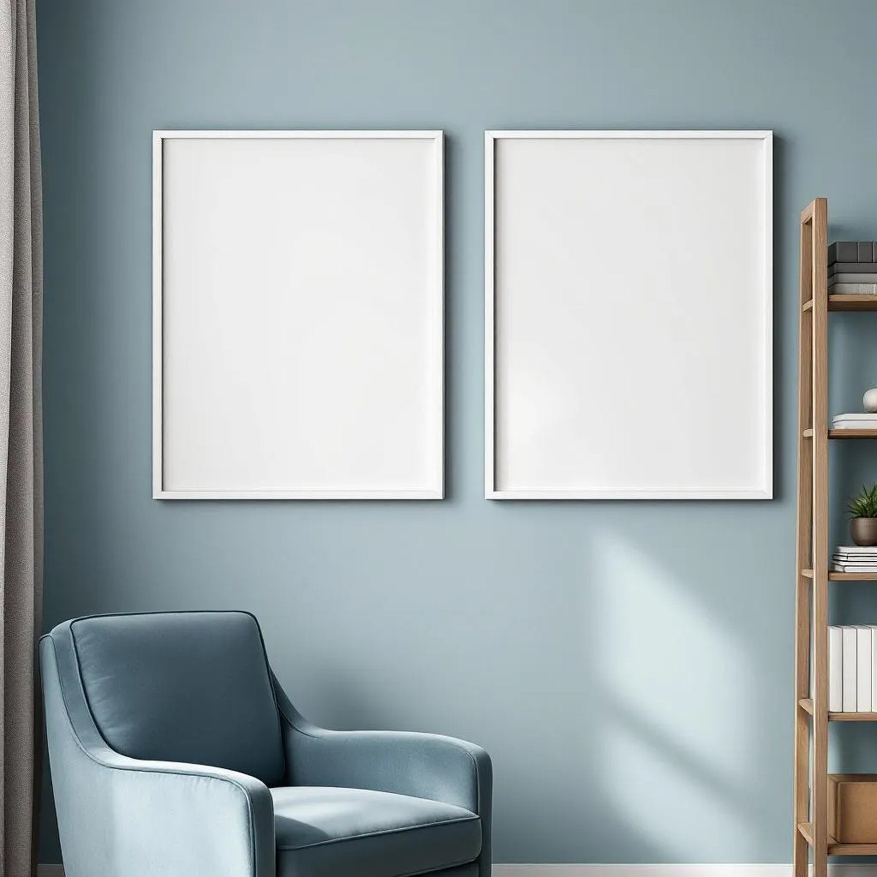 Reading Nook Interior Frame Mockup — Plain Square Frame Portrait 2:3 — Perspective View — #04787 | MockupBulk
