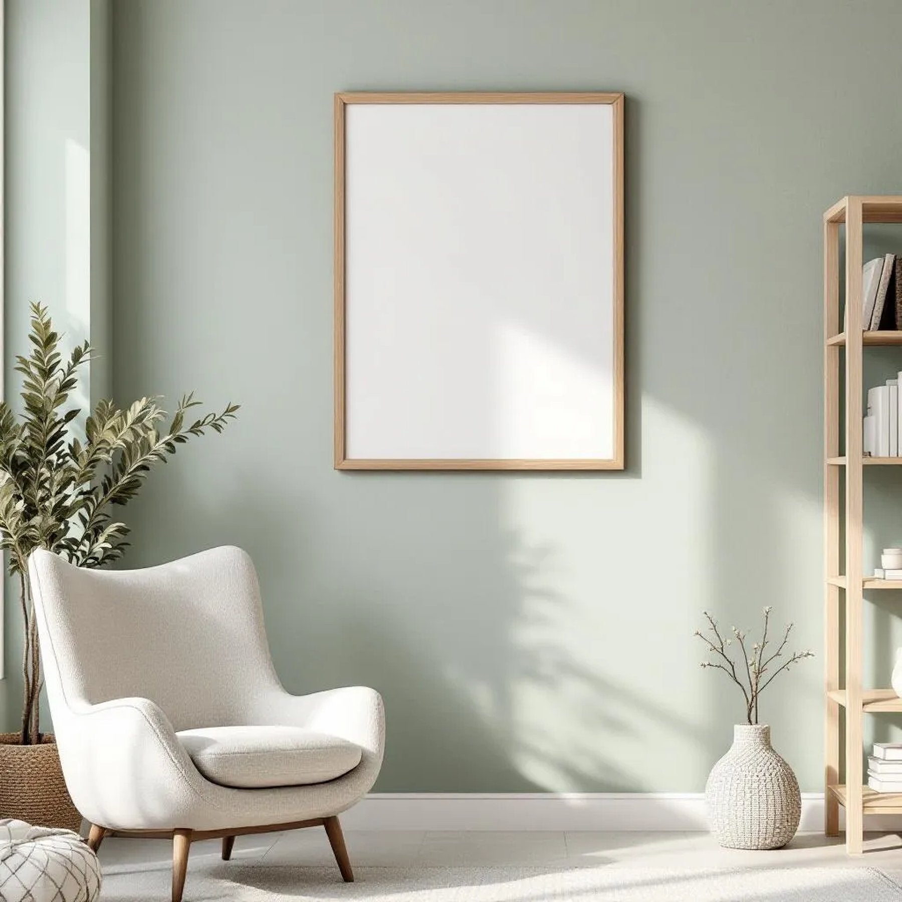 Scandinavian Wall Art Mockup — Plain Square Frame Portrait 2:3 — Perspective View — #04484 | MockupBulk