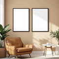 Scandinavian Wall Art Mockup — Plain Square Frame Portrait 2:3 — Perspective View — #04485 | MockupBulk
