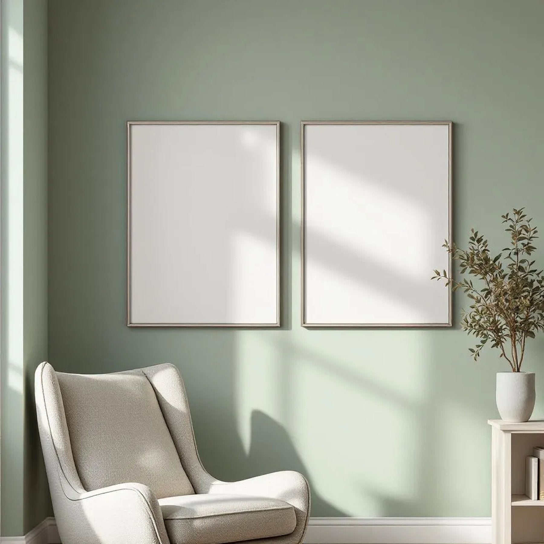 Scandinavian Editorial Room Mockup — Plain Square Frame Portrait 2:3 — Perspective View — #04487 | MockupBulk