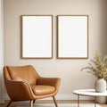 Scandinavian Wall Art Mockup — Plain Square Frame Portrait 2:3 — Perspective View — #04488 | MockupBulk