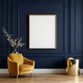 Art Deco Styled Room Mockup — Plain Square Frame Landscape 11x14 — Right-Angled Perspective — #04580 | MockupBulk