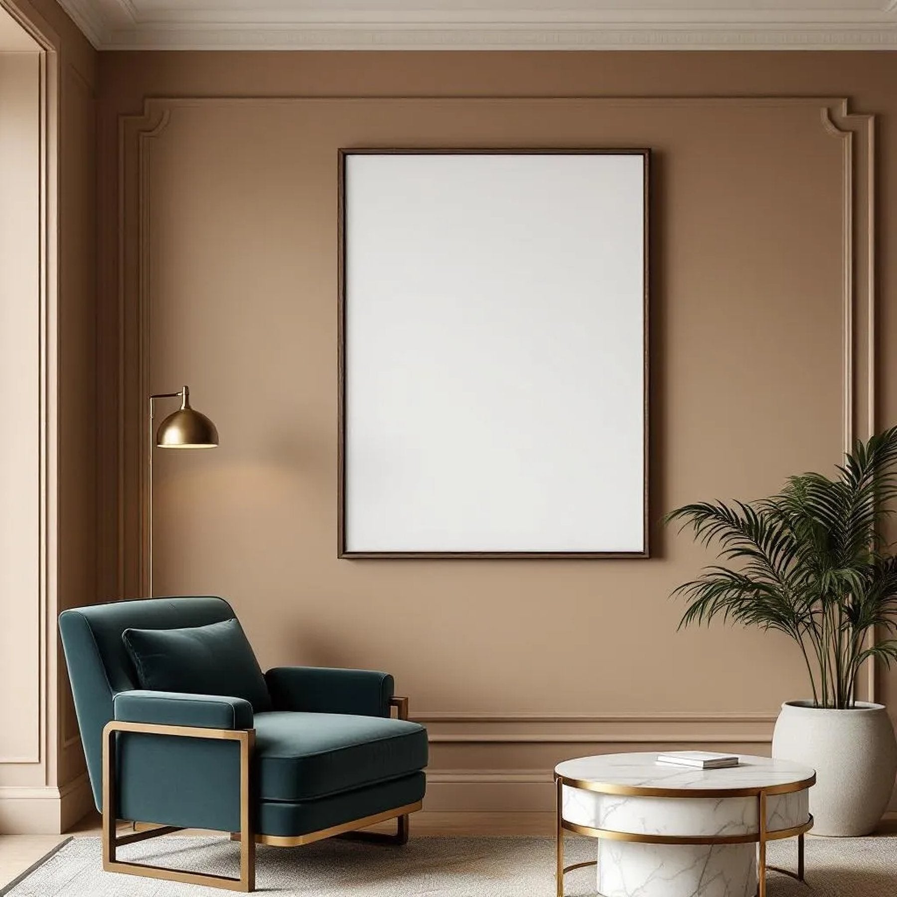 Art Deco Interior Frame Mockup — Plain Square Frame Portrait 2:3 — Right-Angled Perspective — #04581 | MockupBulk