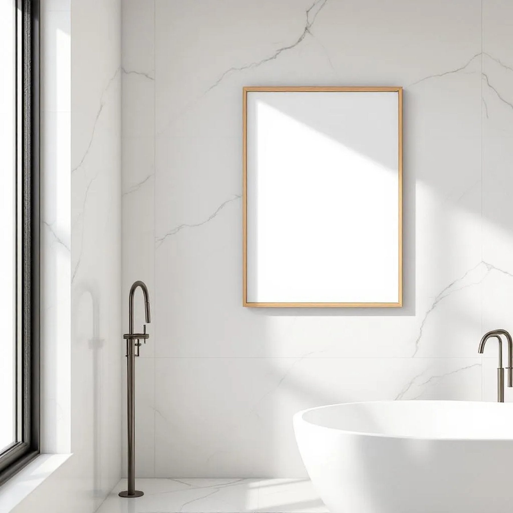 Spa Bathroom Professional Frame Mockup — Plain Square Frame Portrait 2:3 — Right-Angled Perspective — #04804 | MockupBulk