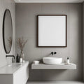 Spa Bathroom Premium Interior Mockup — Plain Square Frame Portrait 2:3 — Right-Angled Perspective — #04805 | MockupBulk