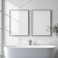 Spa Bathroom Professional Frame Mockup — Plain Square Frame Portrait 2:3 — Right-Angled Perspective — #04807 | MockupBulk