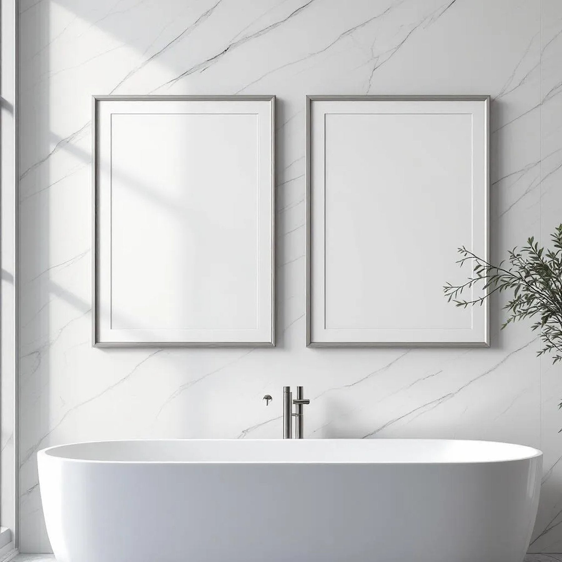 Spa Bathroom Professional Frame Mockup — Plain Square Frame Portrait 2:3 — Right-Angled Perspective — #04807 | MockupBulk