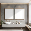 Spa Bathroom Wall Art Mockup — Plain Square Frame Portrait 2:3 — Right-Angled Perspective — #04808 | MockupBulk