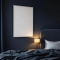 Dark Bedroom Wall Art Mockup — Plain Square Frame Portrait 4:5 — Right-Angled Perspective — #04555 | MockupBulk