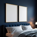 Dark Bedroom Premium Interior Mockup — Plain Square Frame Portrait 2:3 — Right-Angled Perspective — #04558 | MockupBulk