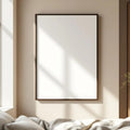 White Bedroom Interior Frame Mockup — Plain Square Frame Portrait 2:3 — Right-Angled Perspective — #04529 | MockupBulk