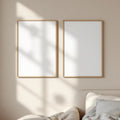 White Bedroom Premium Interior Mockup — Plain Square Frame Portrait 2:3 — Right-Angled Perspective — #04532 | MockupBulk