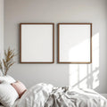 White Bedroom Editorial Room Mockup — Plain Square Frame Portrait 2:3 — Right-Angled Perspective — #04533 | MockupBulk
