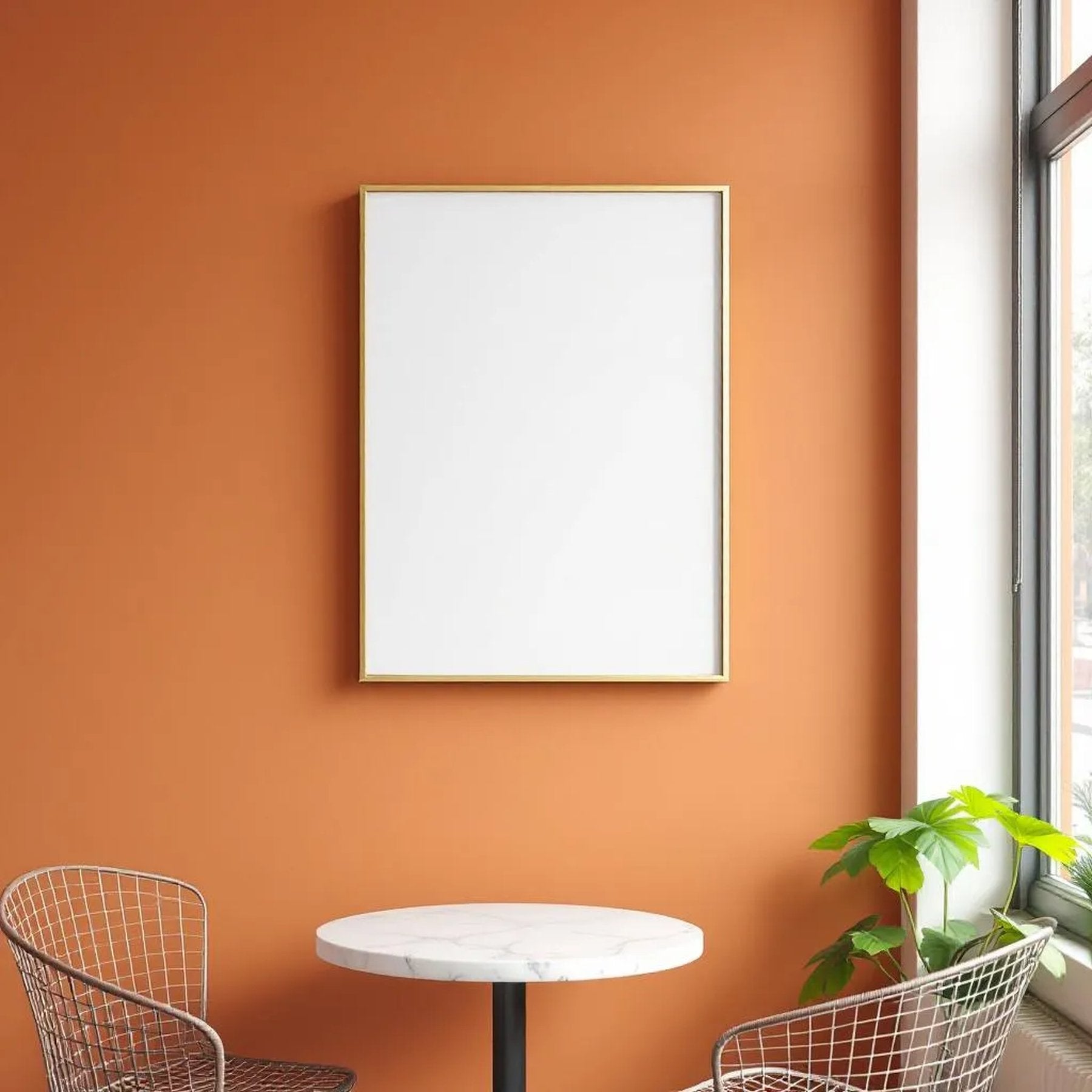 Cafe & Bar Premium Interior Mockup — Plain Square Frame Portrait 2:3 — Right-Angled Perspective — #04830 | MockupBulk