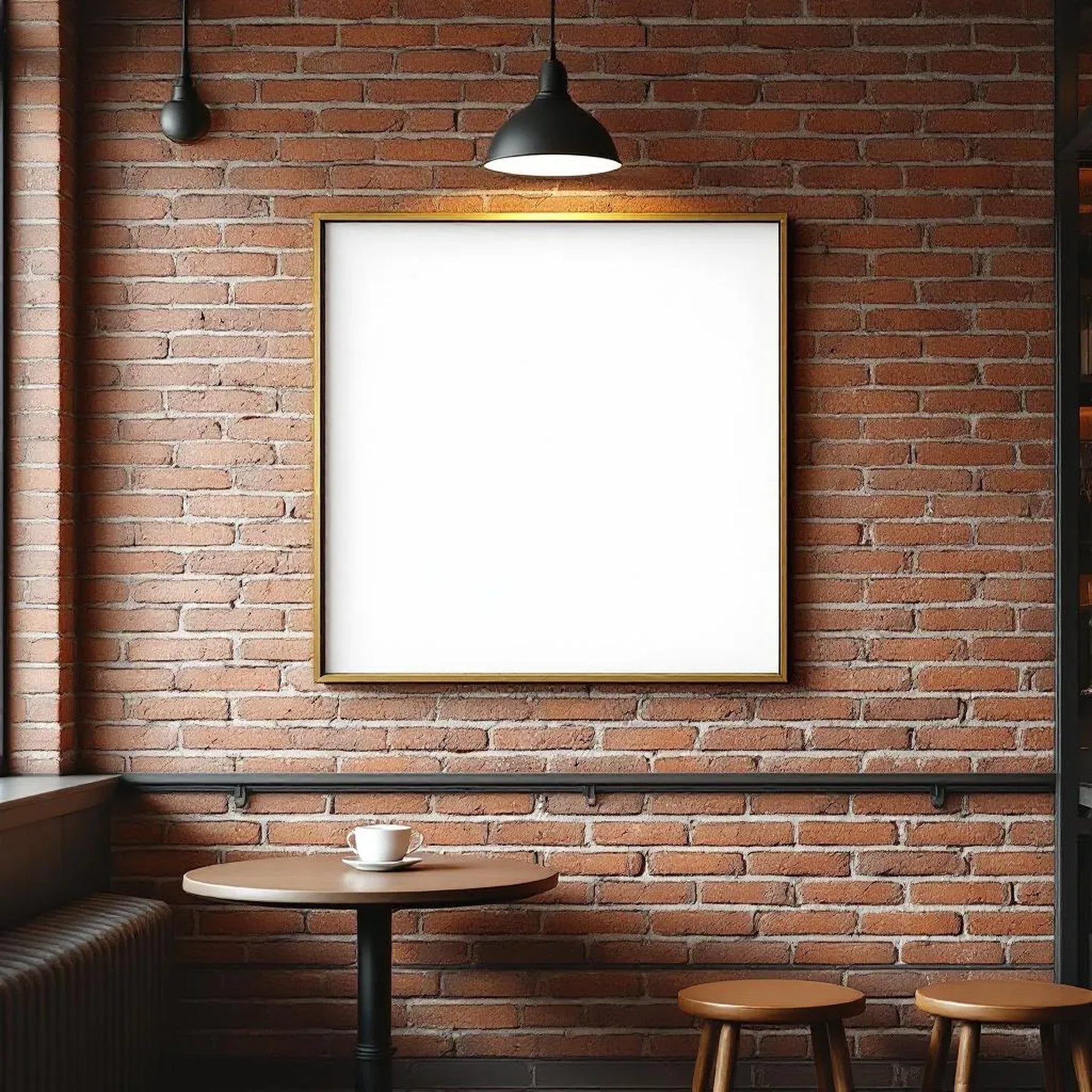 Cafe & Bar Professional Frame Mockup — Plain Square Frame Portrait 2:3 — Right-Angled Perspective — #04831 | MockupBulk