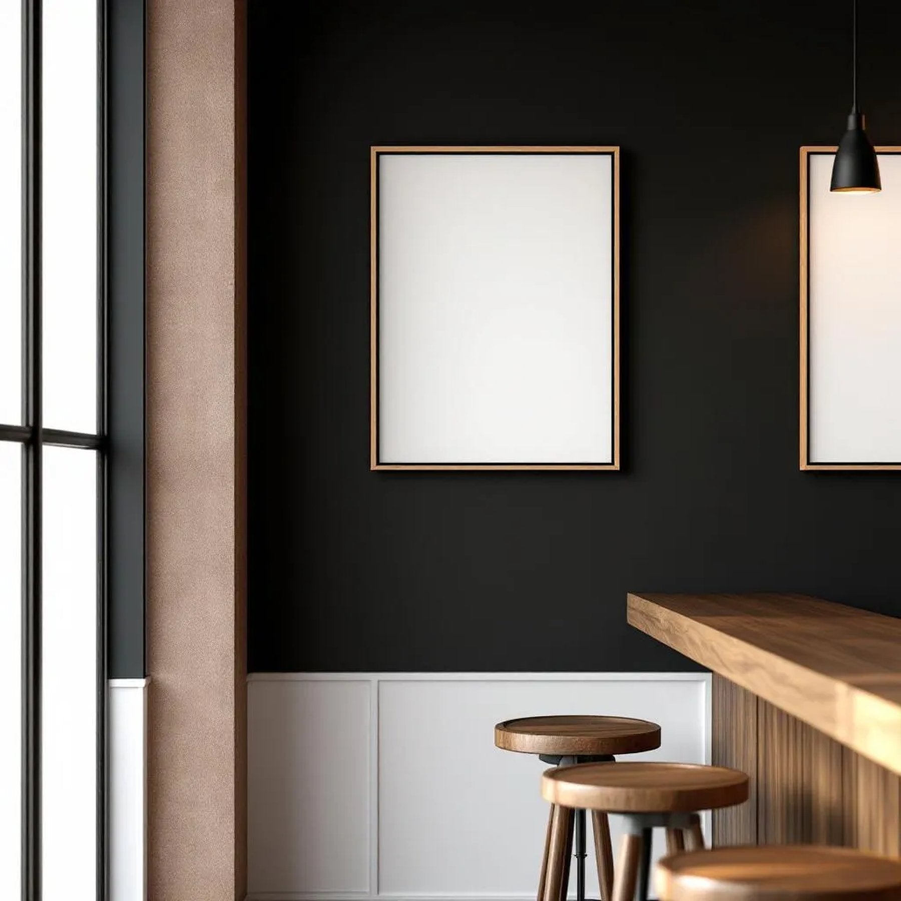 Cafe & Bar Professional Frame Mockup — Plain Square Frame Portrait 2:3 — Right-Angled Perspective — #04832 | MockupBulk