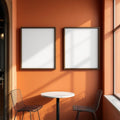 Cafe & Bar Premium Interior Mockup — Plain Square Frame Portrait 2:3 — Right-Angled Perspective — #04833 | MockupBulk