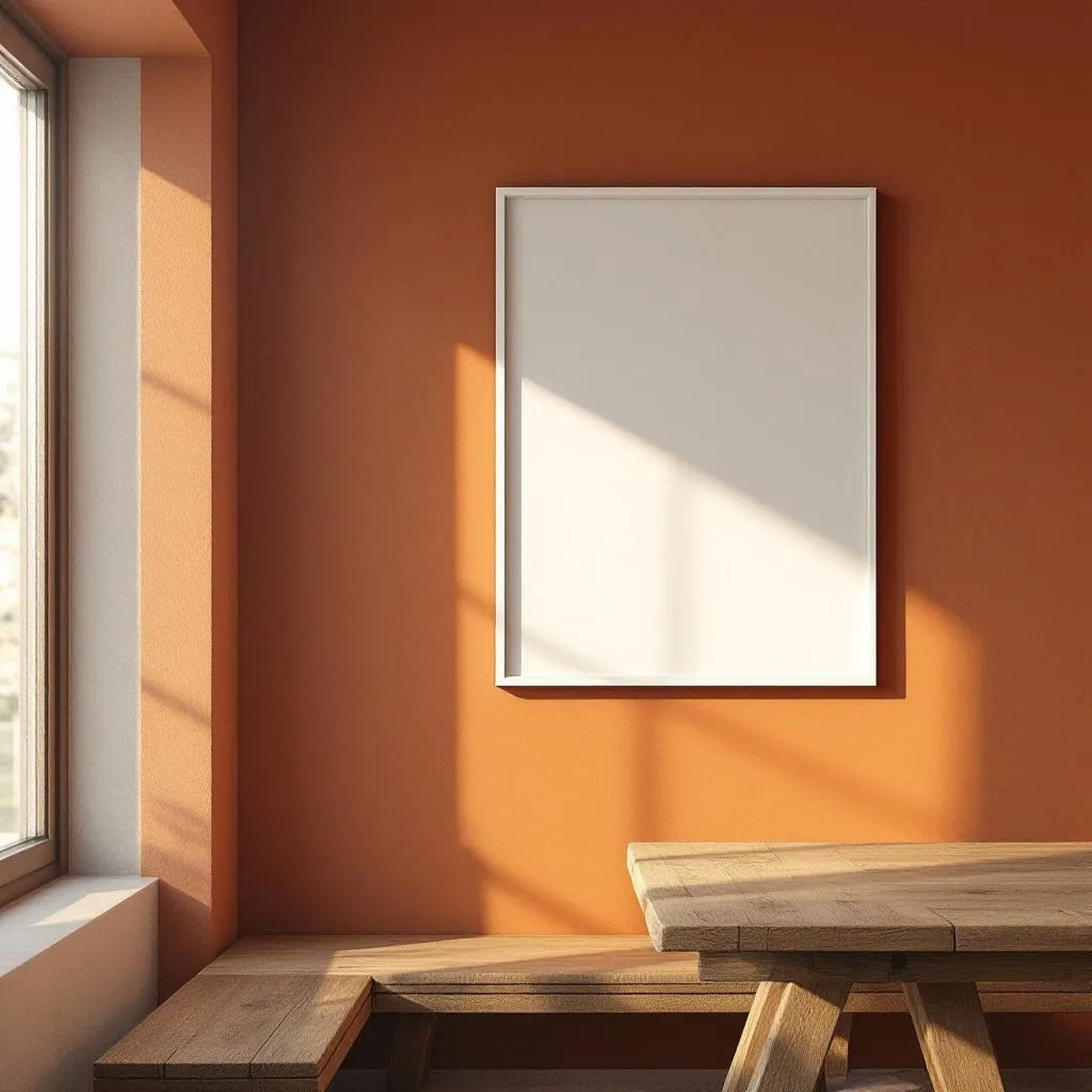 Dining Room Professional Frame Mockup — Plain Square Frame Square 1:1 — Right-Angled Perspective — #04755 | MockupBulk