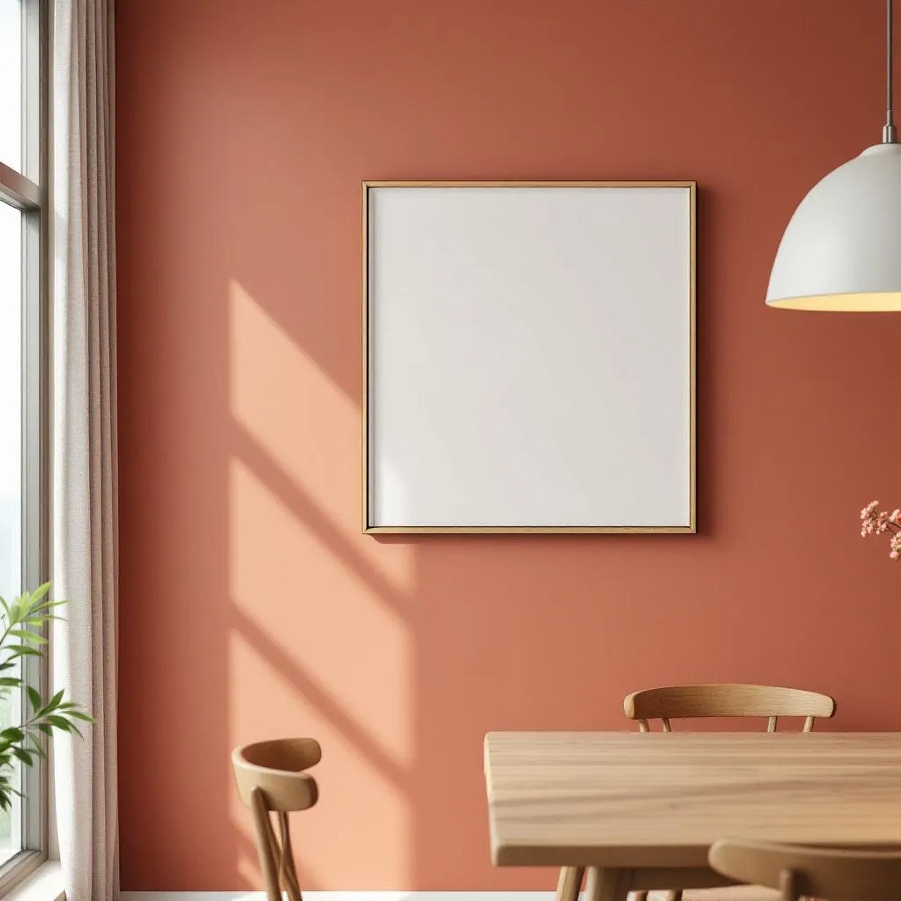 Dining Room Interior Frame Mockup — Plain Square Frame Portrait 2:3 — Right-Angled Perspective — #04756 | MockupBulk