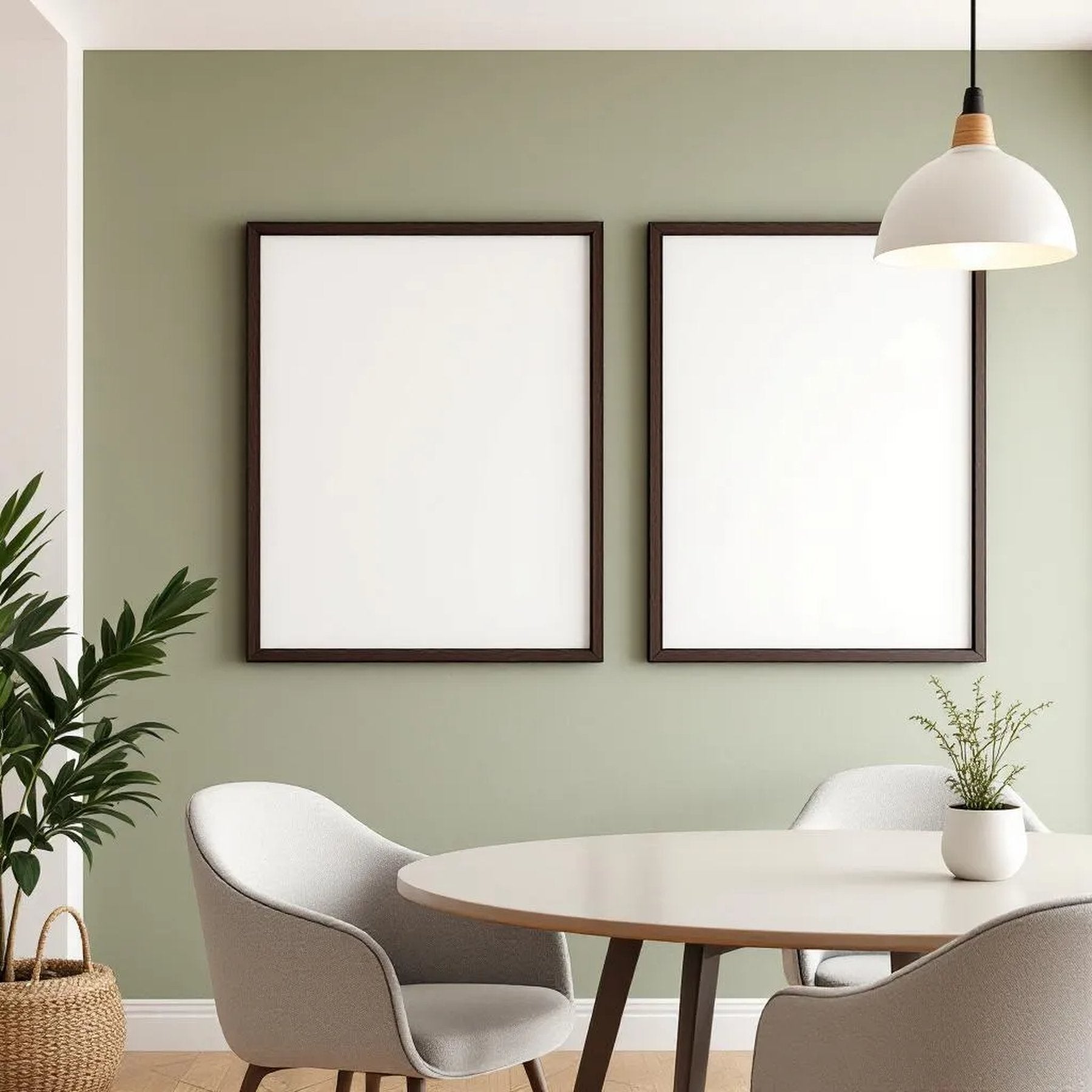 Dining Room Frame Display Mockup — Plain Square Frame Portrait 2:3 — Right-Angled Perspective — #04757 | MockupBulk