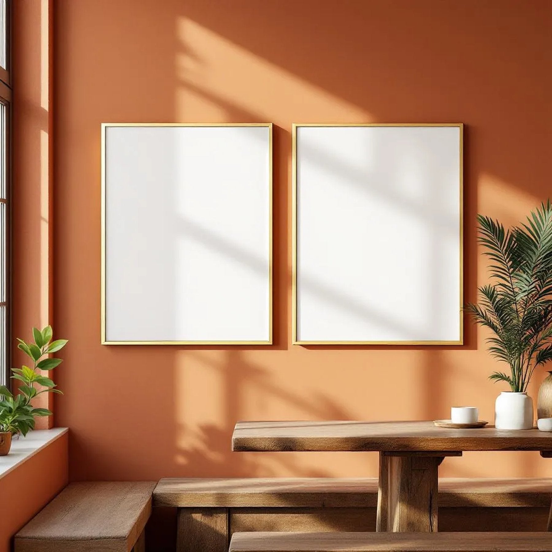 Dining Room High-Res Frame Mockup — Plain Square Frame Landscape 3:4 — Right-Angled Perspective — #04758 | MockupBulk