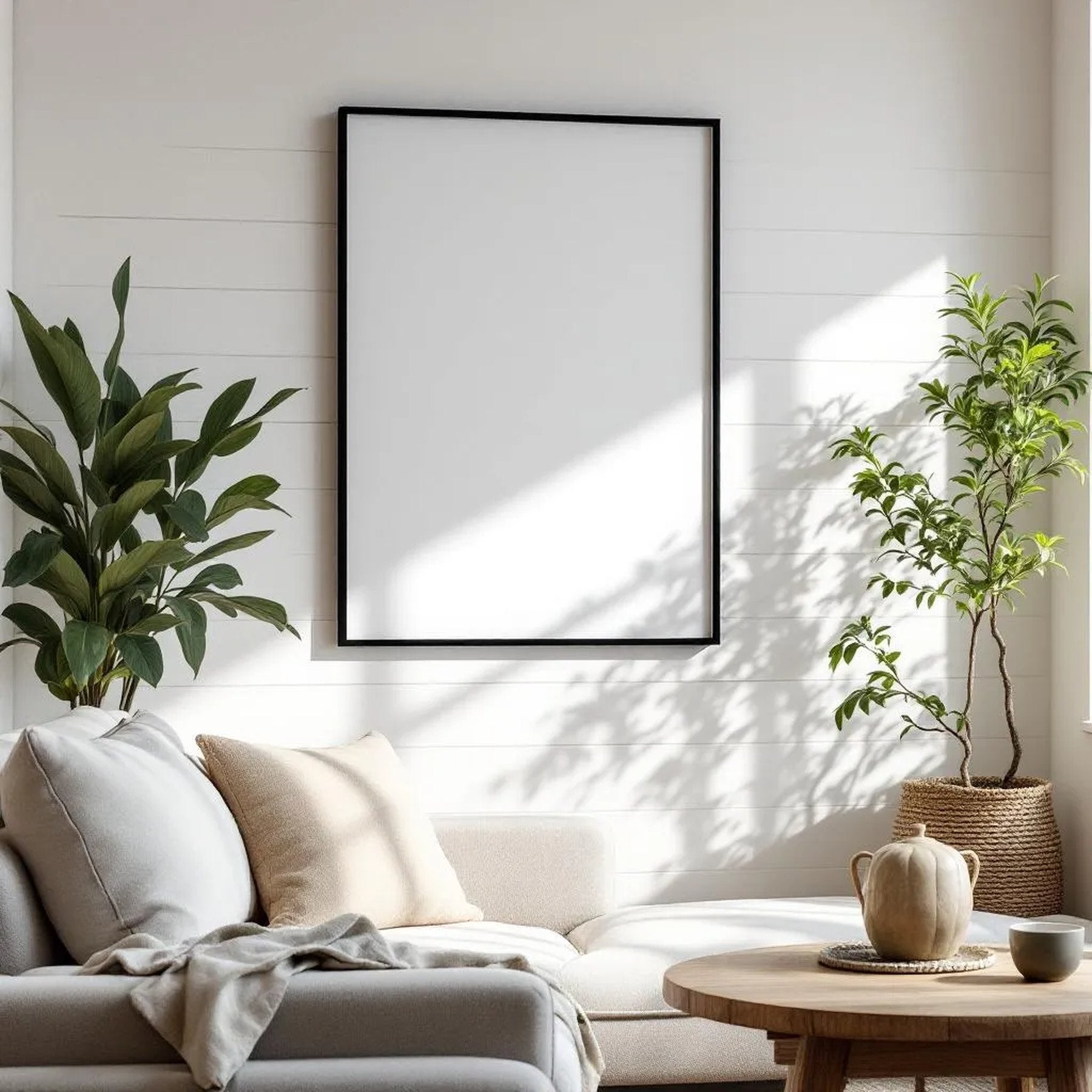 Farmhouse Wall Art Mockup — Plain Square Frame Portrait 4:5 — Right-Angled Perspective — #04954 | MockupBulk