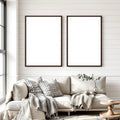 Farmhouse Room Scene Mockup — Plain Square Frame Portrait 4:5 — Right-Angled Perspective — #04957 | MockupBulk