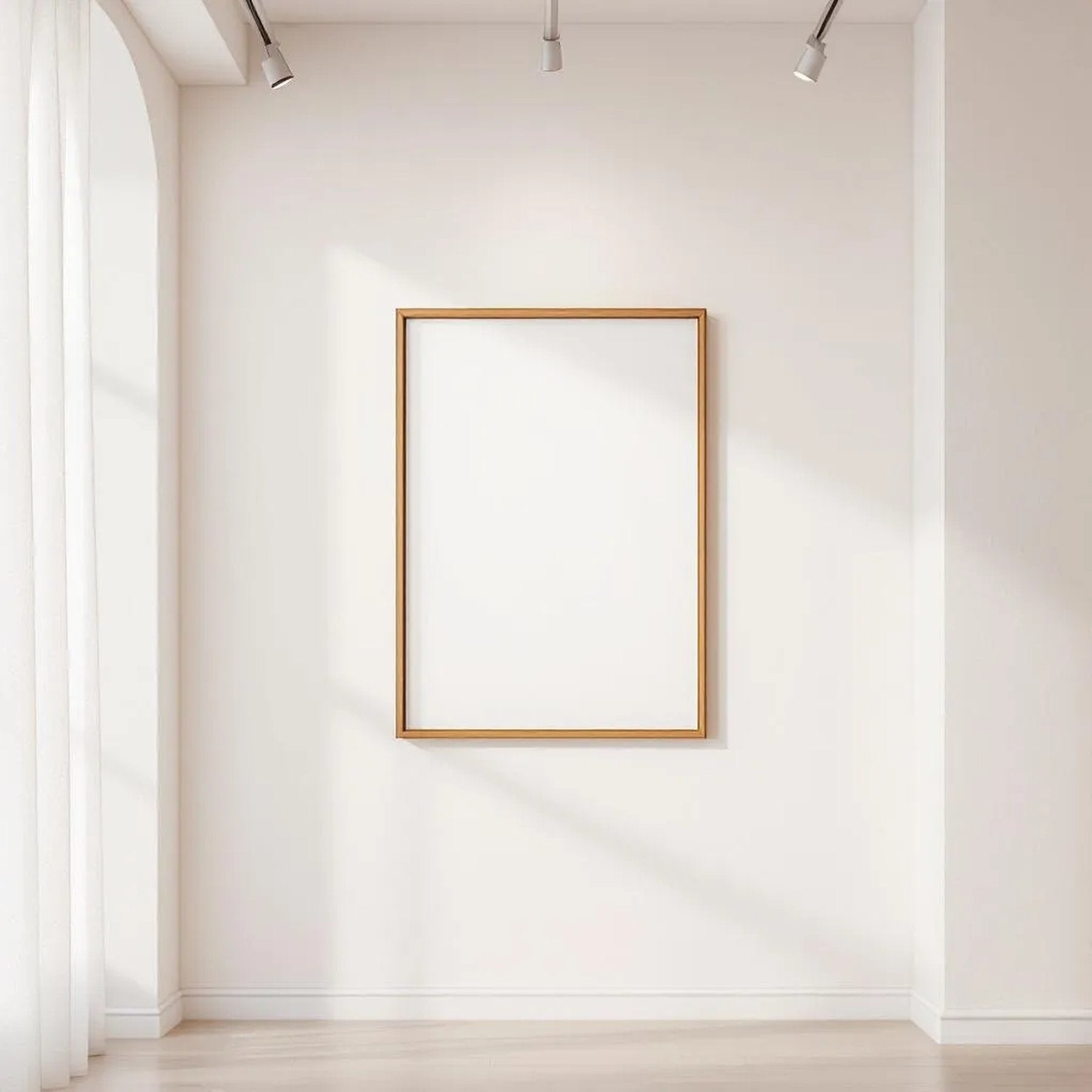 White Gallery Wall Premium Interior Mockup — Plain Square Frame Portrait 4:5 — Right-Angled Perspective — #04604 | MockupBulk