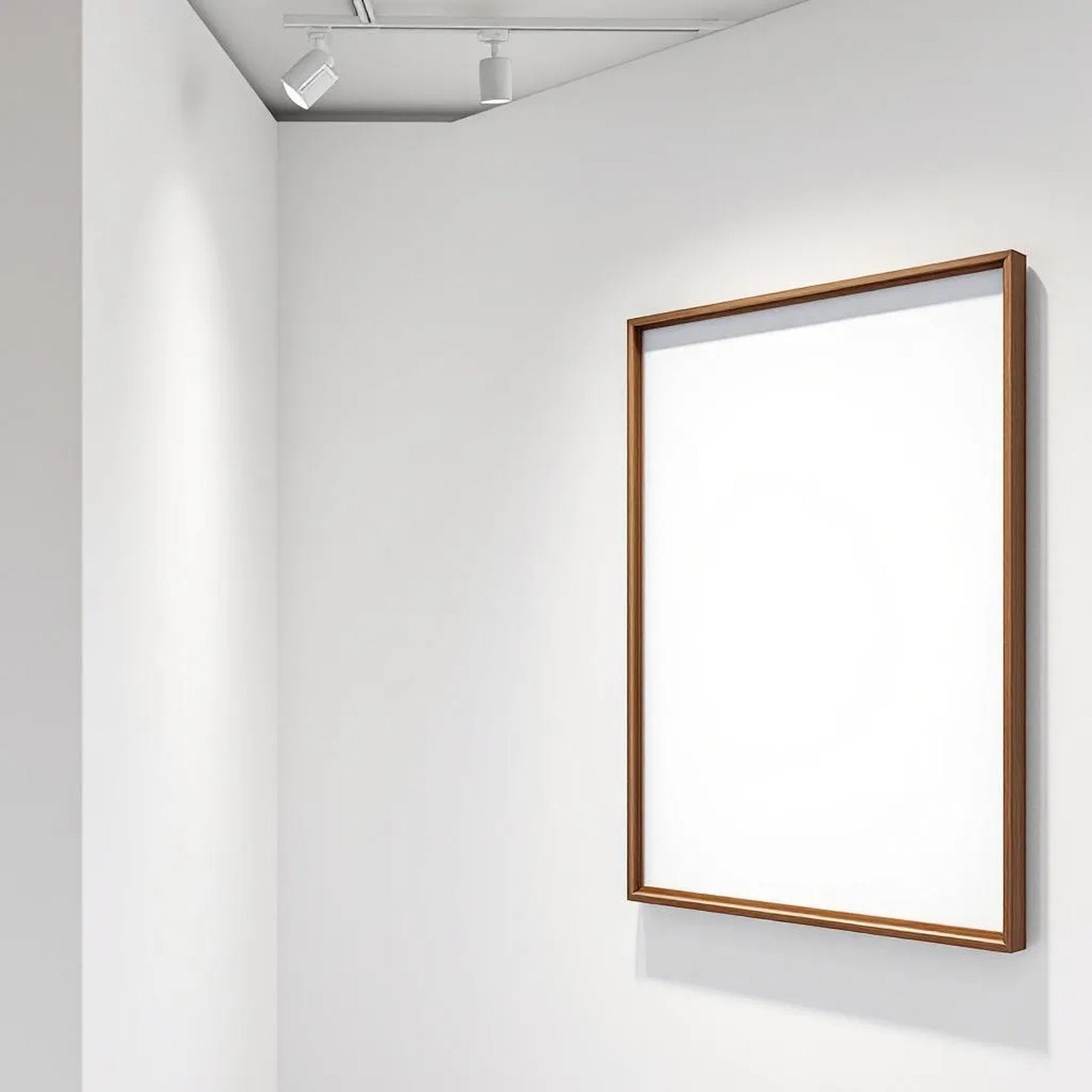White Gallery Wall Interior Frame Mockup — Plain Square Frame Landscape 3:4 — Right-Angled Perspective — #04605 | MockupBulk