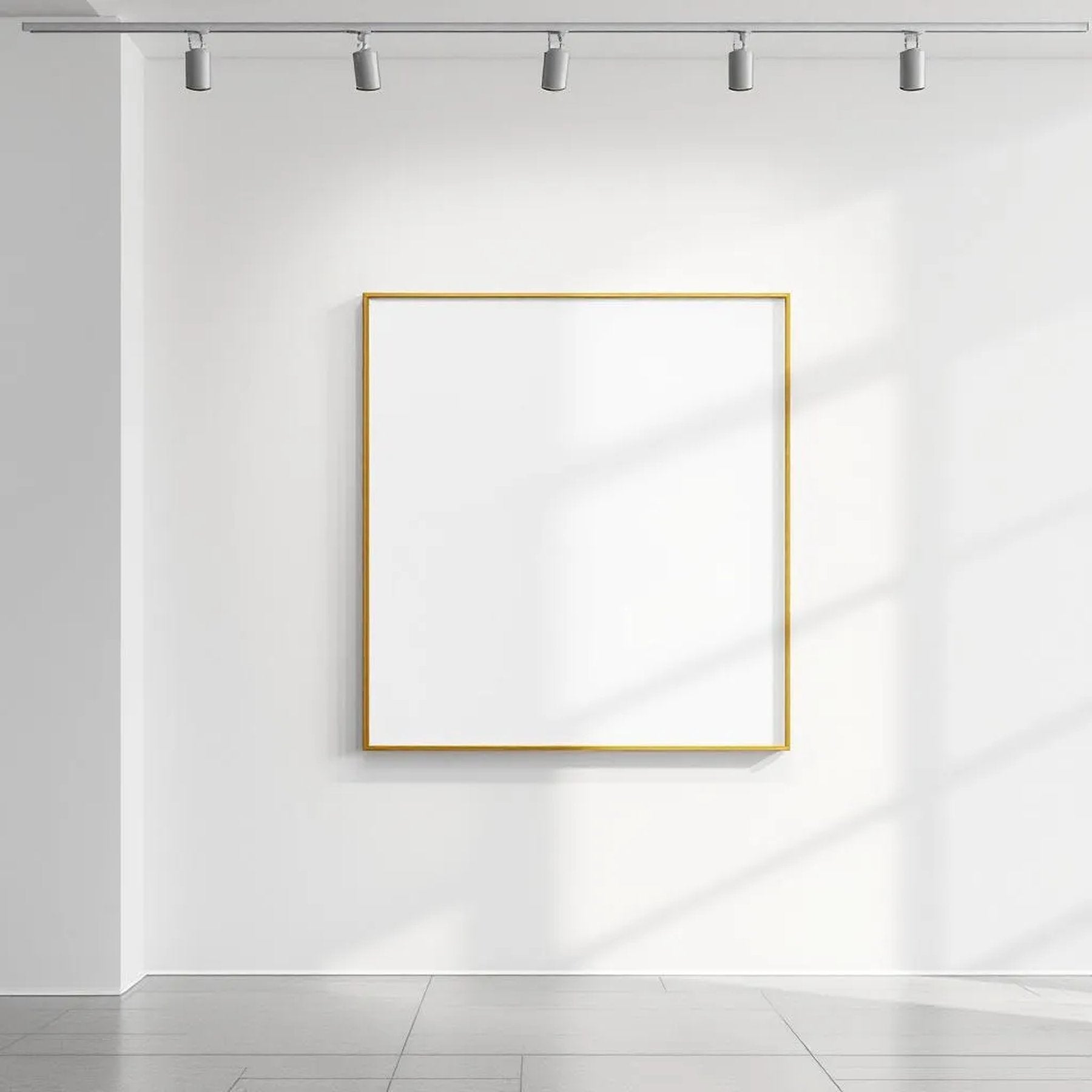 White Gallery Wall Wall Art Mockup — Plain Square Frame Square 1:1 — Right-Angled Perspective — #04606 | MockupBulk