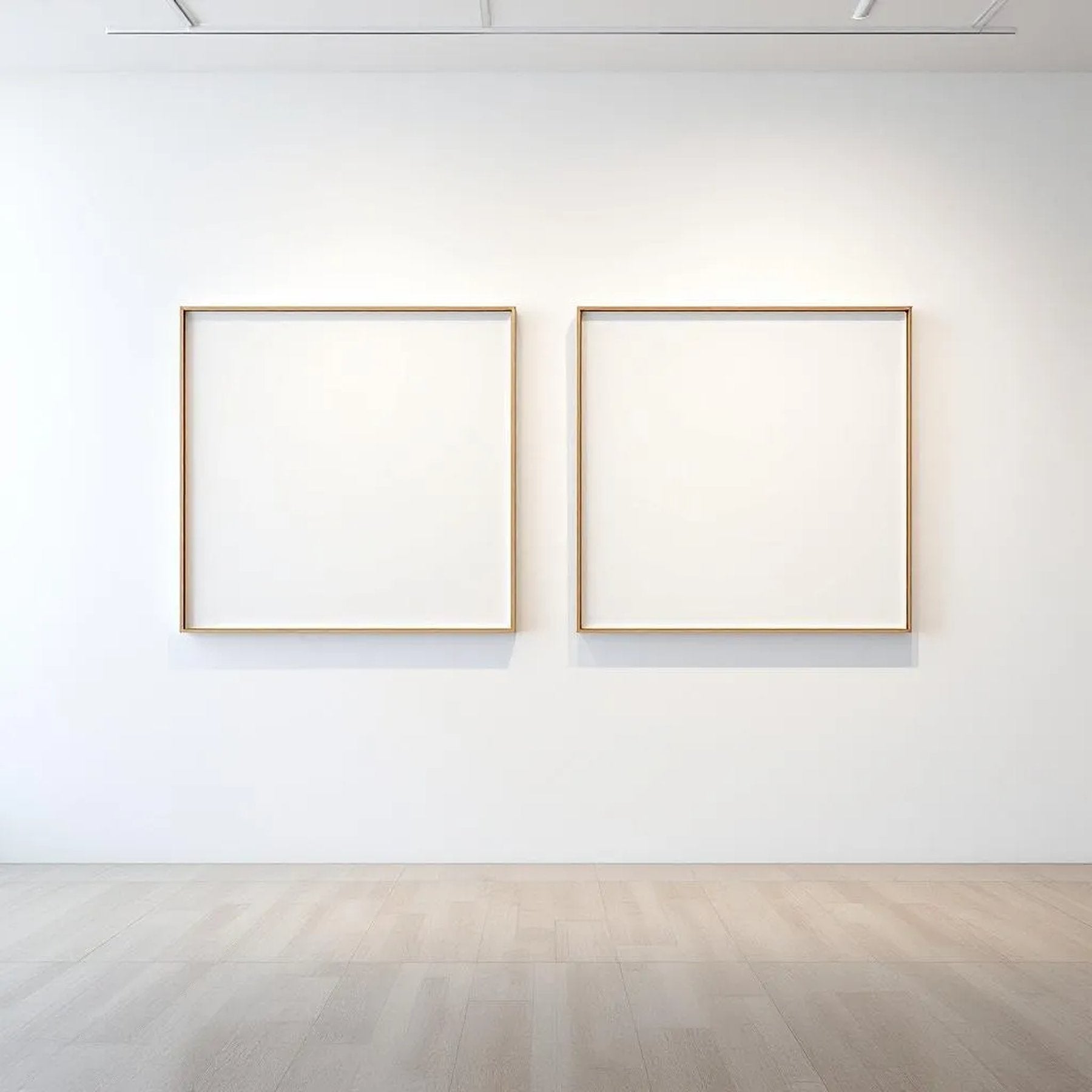 White Gallery Wall Room Scene Mockup — Plain Square Frame Square 1:1 — Right-Angled Perspective — #04608 | MockupBulk