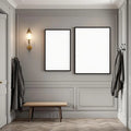 Hallway Styled Room Mockup — Plain Square Frame Portrait 2:3 — Right-Angled Perspective — #04730 | MockupBulk