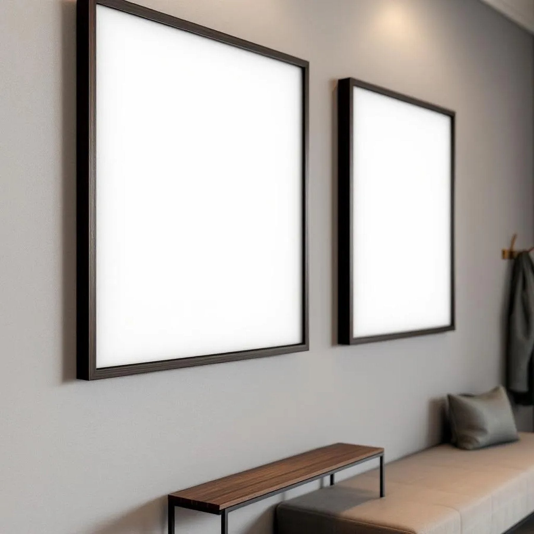 Hallway Interior Frame Mockup — Plain Square Frame Portrait 2:3 — Right-Angled Perspective — #04733 | MockupBulk