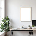 Home Office Wall Art Mockup — Plain Square Frame Portrait 4:5 — Right-Angled Perspective — #04704 | MockupBulk