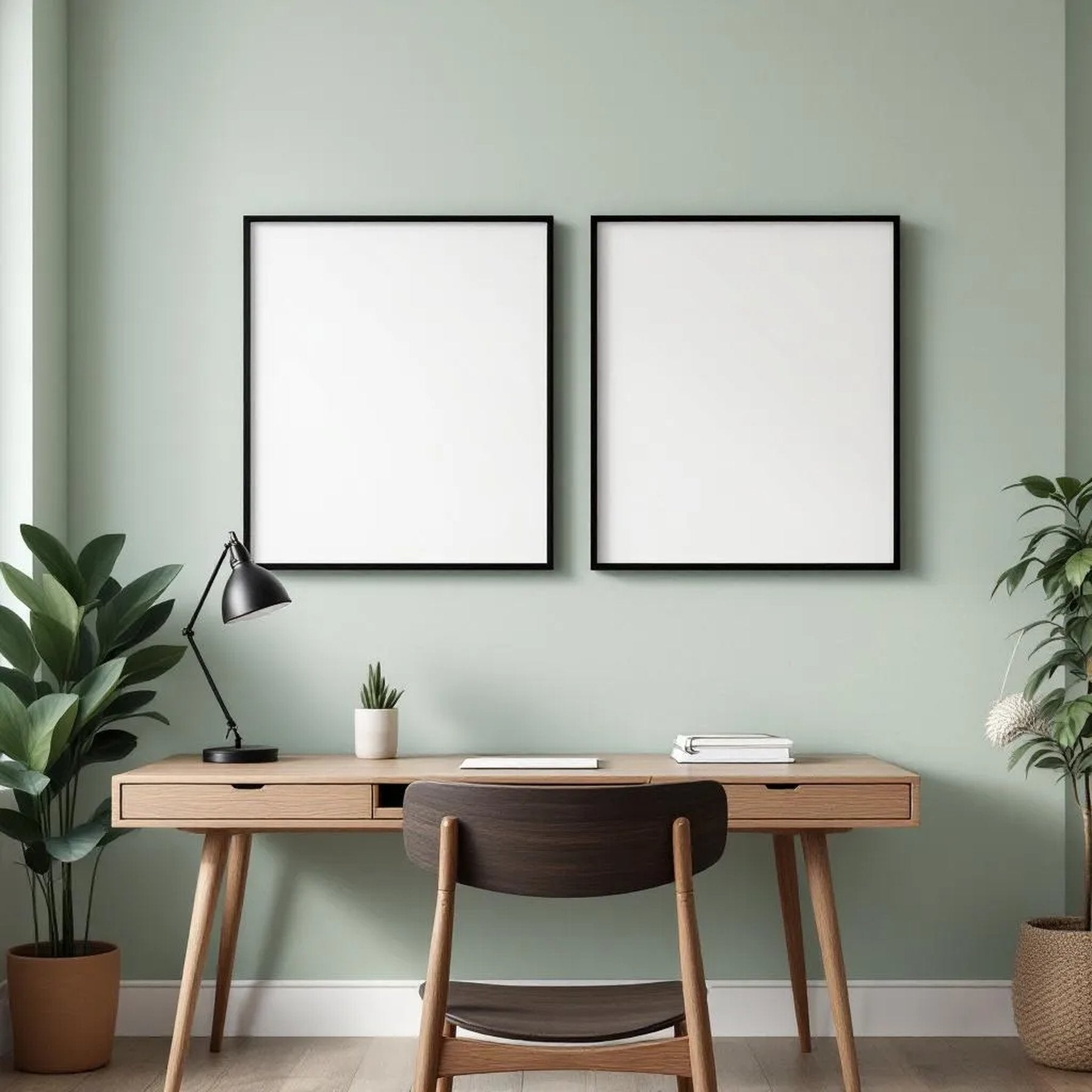 Home Office High-Res Frame Mockup — Plain Square Frame Portrait 2:3 — Right-Angled Perspective — #04706 | MockupBulk