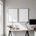 Home Office High-Res Frame Mockup — Plain Square Frame Portrait 4:5 — Right-Angled Perspective — #04707 | MockupBulk