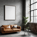 Industrial Loft Room Scene Mockup — Plain Square Frame Portrait 5:7 — Right-Angled Perspective — #04504 | MockupBulk