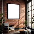 Industrial Loft Editorial Room Mockup — Plain Square Frame Landscape 3:4 — Right-Angled Perspective — #04505 | MockupBulk