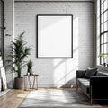 Industrial Loft High-Res Frame Mockup — Plain Square Frame Portrait 2:3 — Right-Angled Perspective — #04506 | MockupBulk