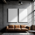 Industrial Loft Lifestyle Frame Mockup — Plain Square Frame Portrait 2:3 — Right-Angled Perspective — #04507 | MockupBulk