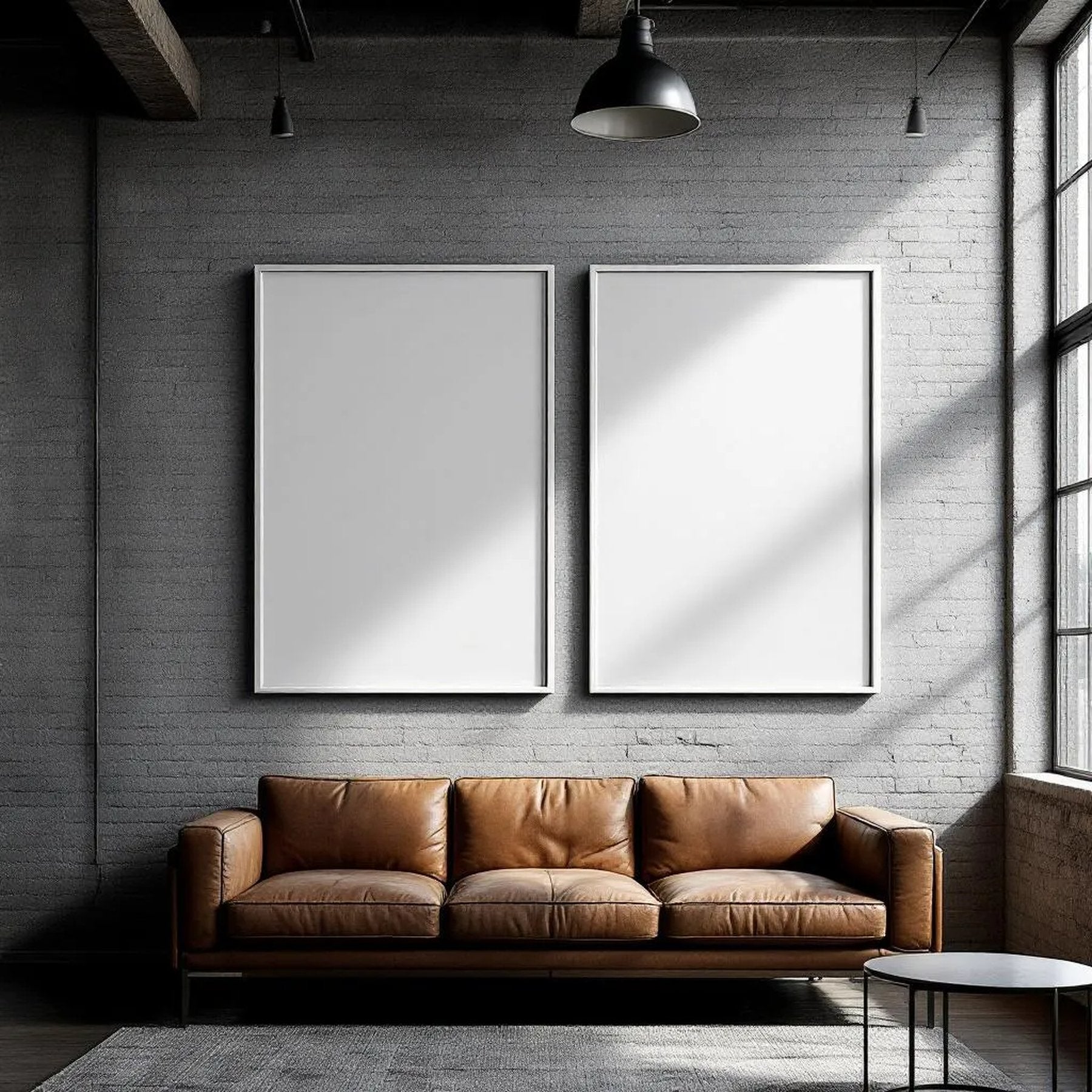 Industrial Loft Lifestyle Frame Mockup — Plain Square Frame Portrait 2:3 — Right-Angled Perspective — #04507 | MockupBulk