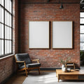 Industrial Loft Editorial Room Mockup — Plain Square Frame Portrait 2:3 — Right-Angled Perspective — #04508 | MockupBulk