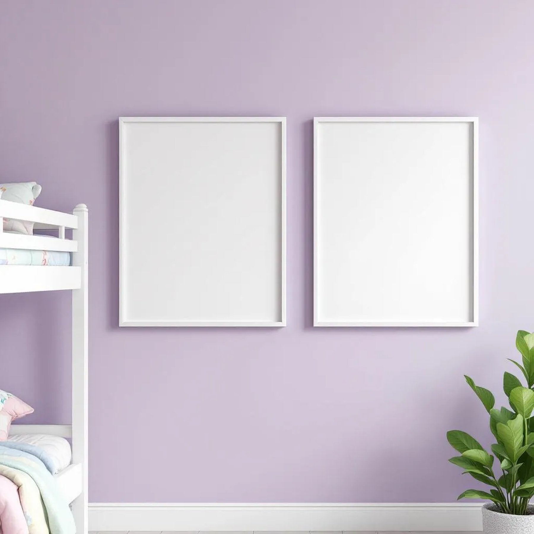 Kids Room Room Scene Mockup — Plain Square Frame Portrait 2:3 — Right-Angled Perspective — #04683 | MockupBulk